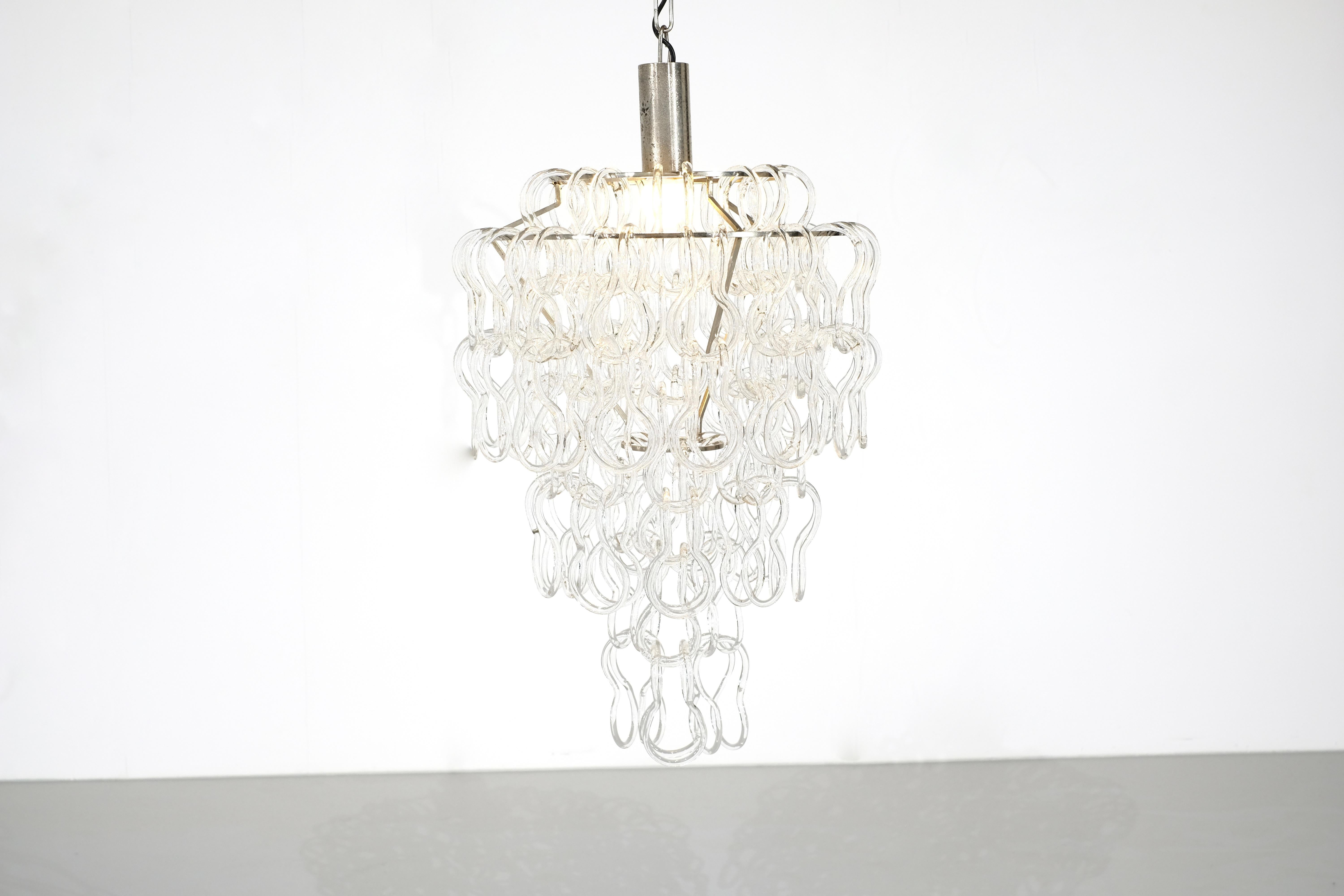 Métal Lustre Giogali d'Angelo Mangiarotti pour Vistosi, Italie, années 1970 en vente