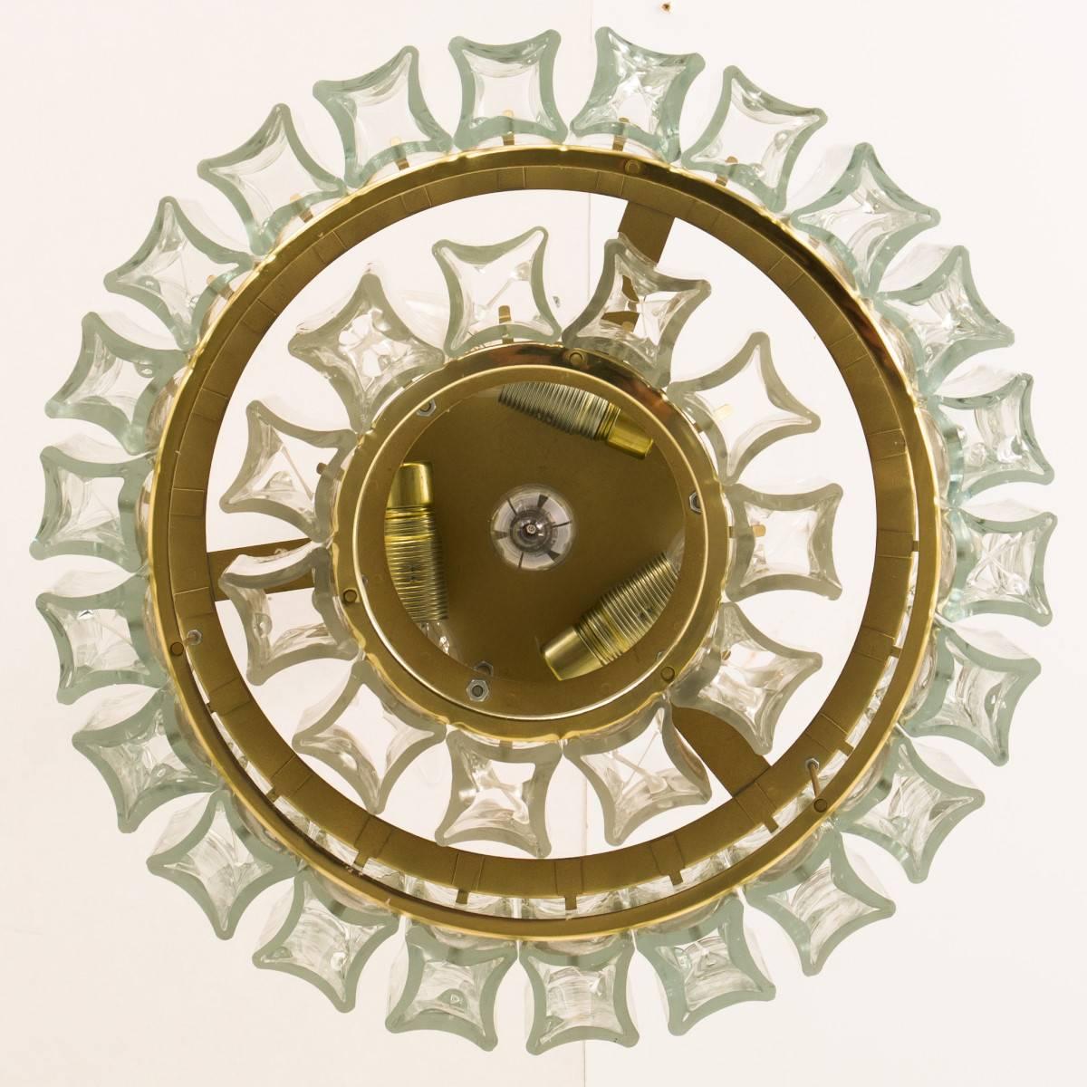 Mid-Century Modern Chandelier Glass and Brass J.T. Kalmar, 1960