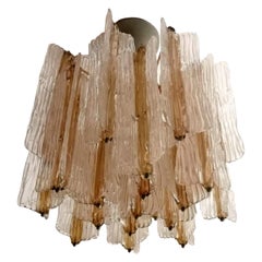 Chandelier Glass Bark "Corteccia" Model Design Toni Zuccheri for Venini, 1960s