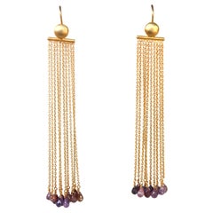 Chandelier Gold-Plated Fringe Briolè Tourmaline Drops Earring