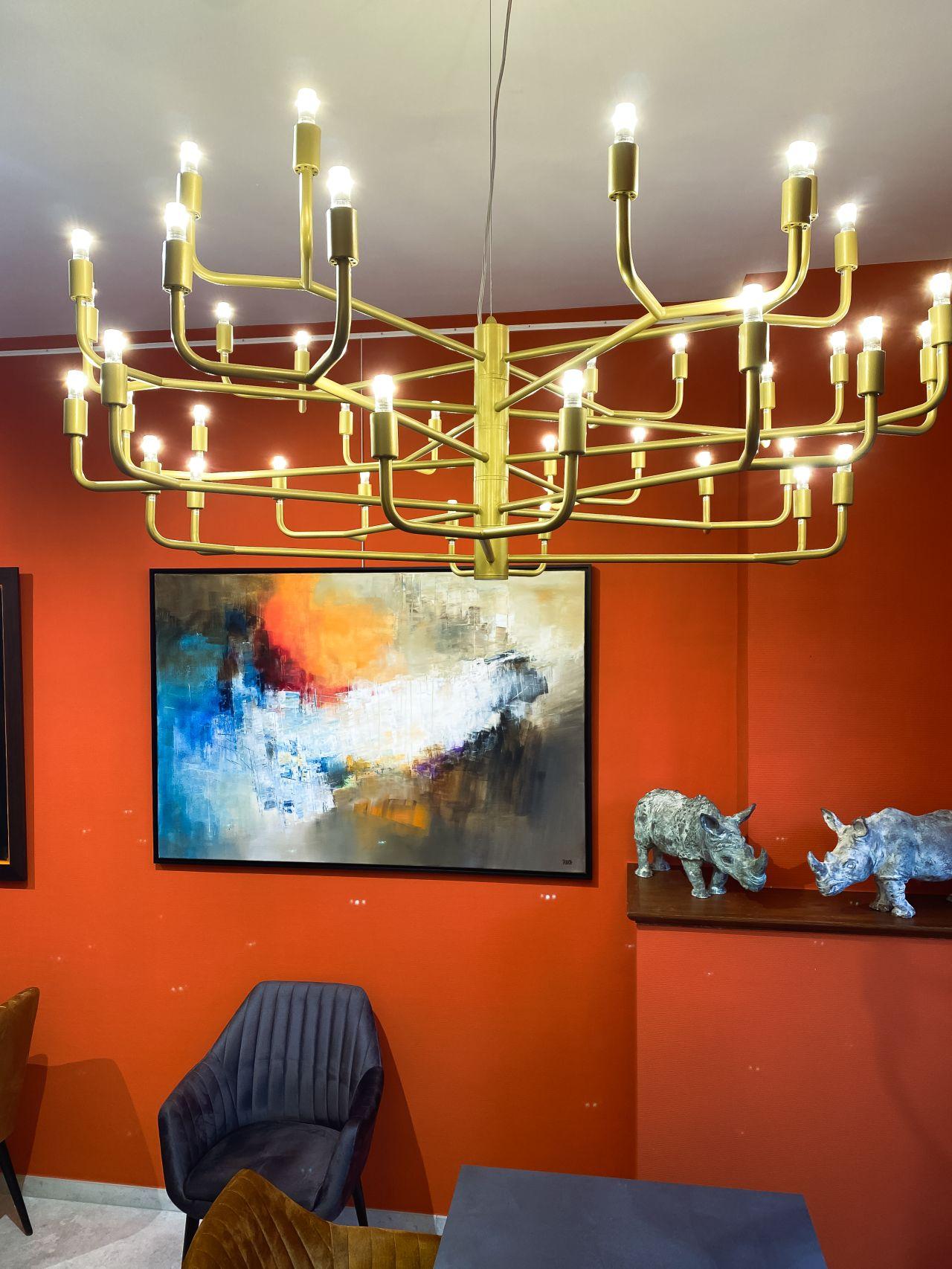 Belga Lampadario Grand Siècle Big Mat Gold di Alberto Nason in vendita