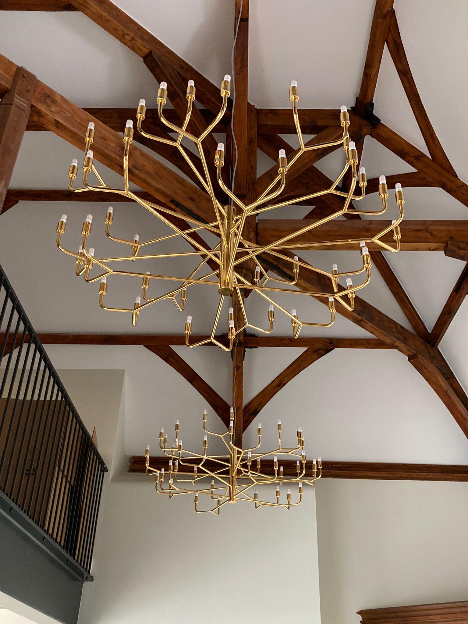 Belga Lampadario Grand Siècle Grande Oro Lucido 24K in vendita
