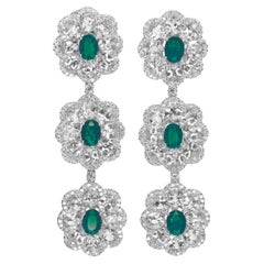 Kronleuchter Grüner Smaragd Diamantohrringe mit Rosenschliff