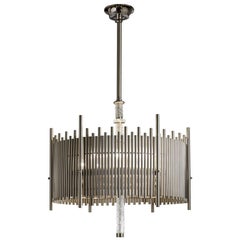 Chandelier Hand Worked Brass Castings Crystal Glass Silver Nickel Italy Chandelier Hand Worked Brass Castings Crystal Glass Silver Nickel Italy