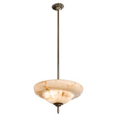 Chandelier in Alabaster and Silver Plated Bronze, Style: Art Deco, Year: 1920