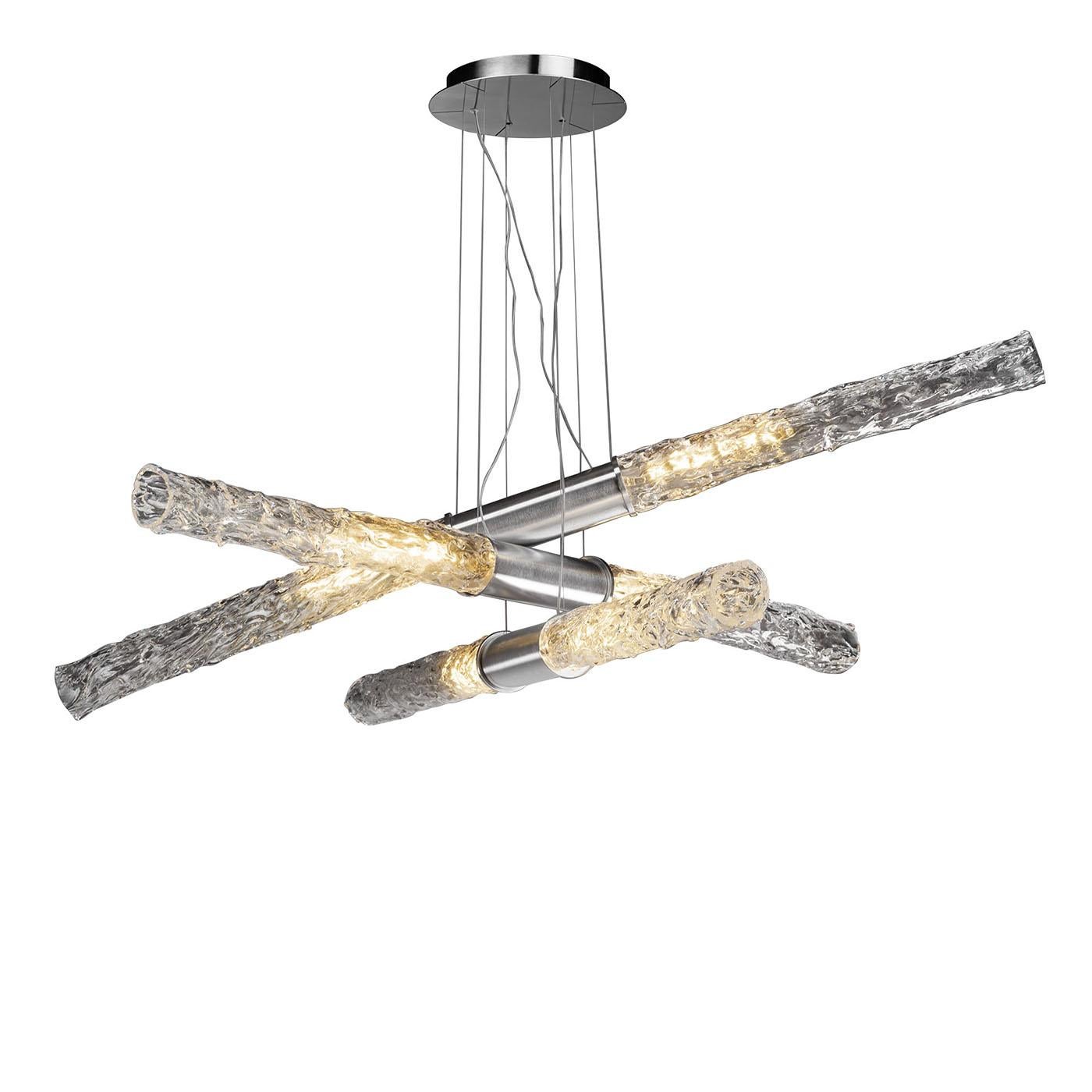 Chandelier in Blown Transparent Glass by Ros Italia Interiors In New Condition In Milan, IT