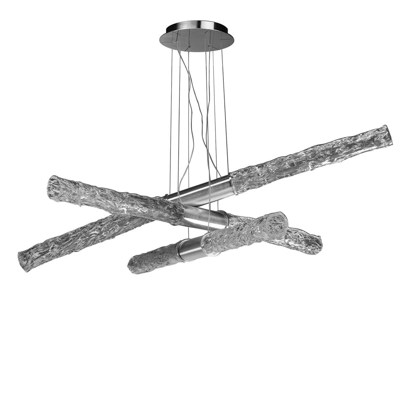 Chandelier in Blown Transparent Glass by Ros Italia Interiors 1