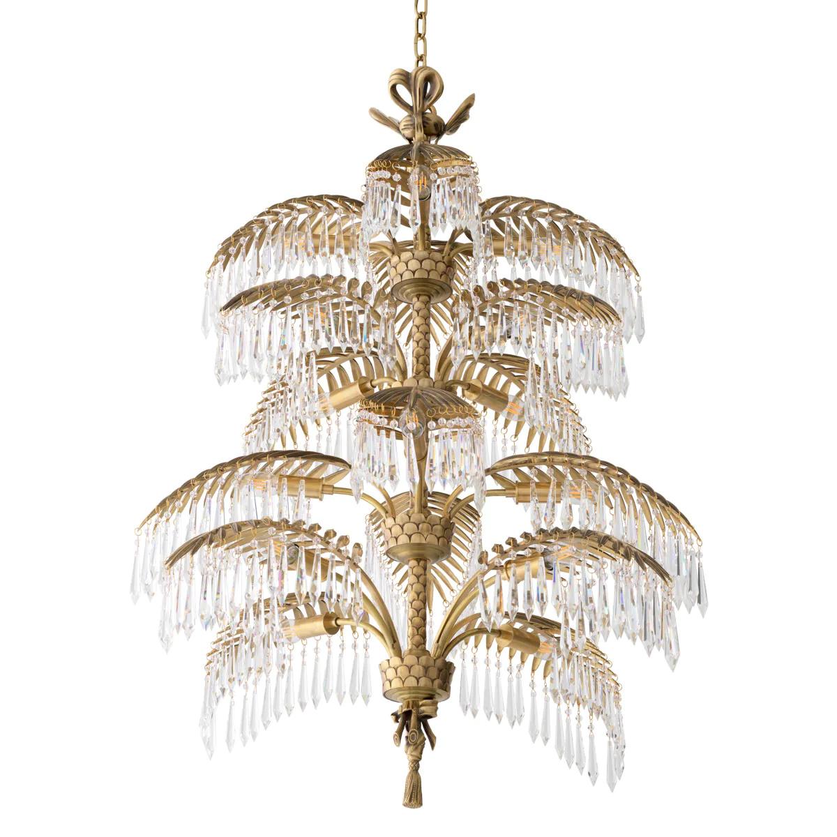 Chandelier in Brass and Crystal In New Condition For Sale In Saint-Ouen, FR