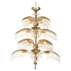 Chandelier in Brass and Crystal