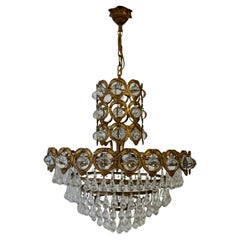 Chandelier in Brass and Crystal