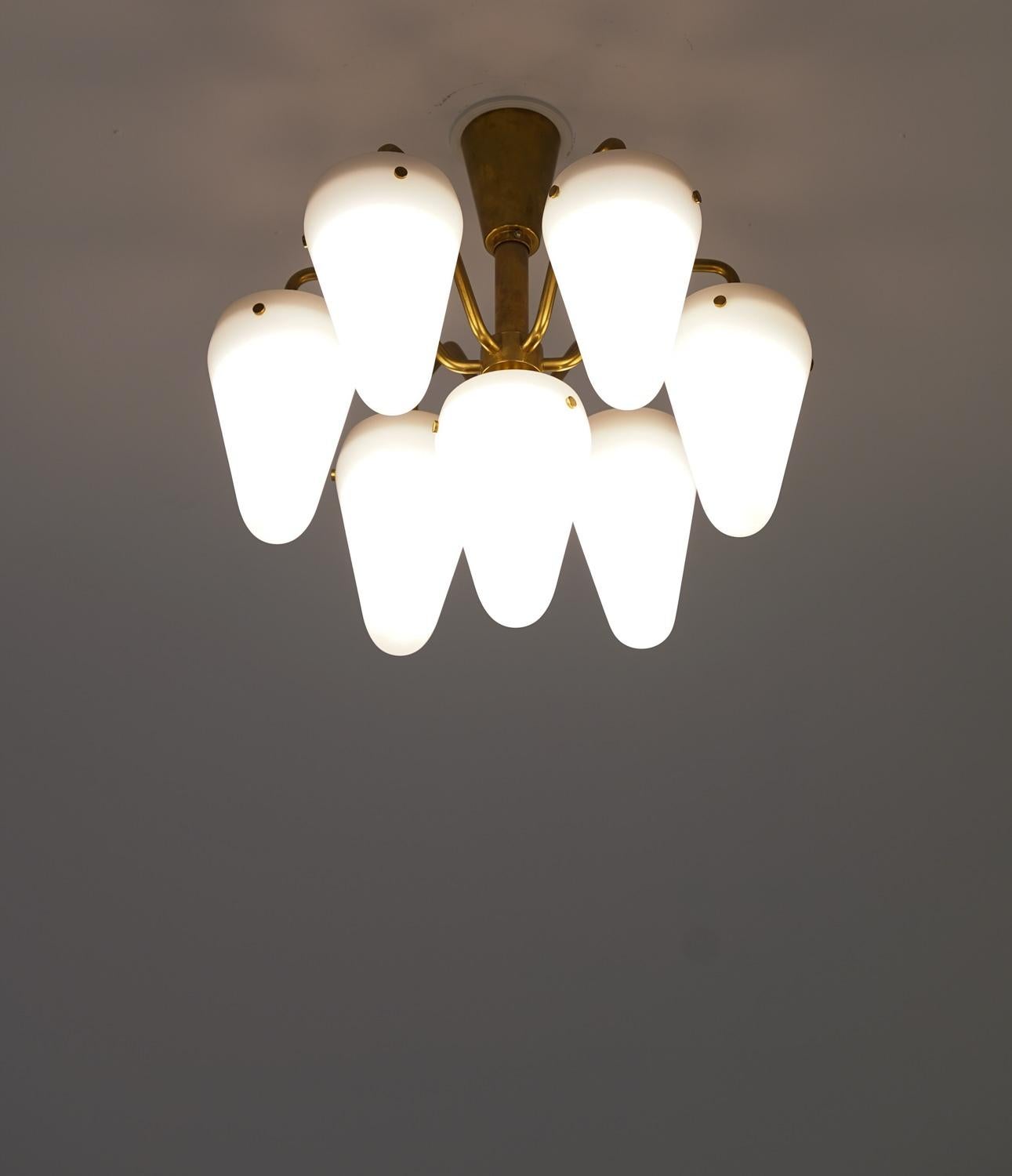 Chandelier in Brass and Glass by Hans-Agne Jakobsson 4