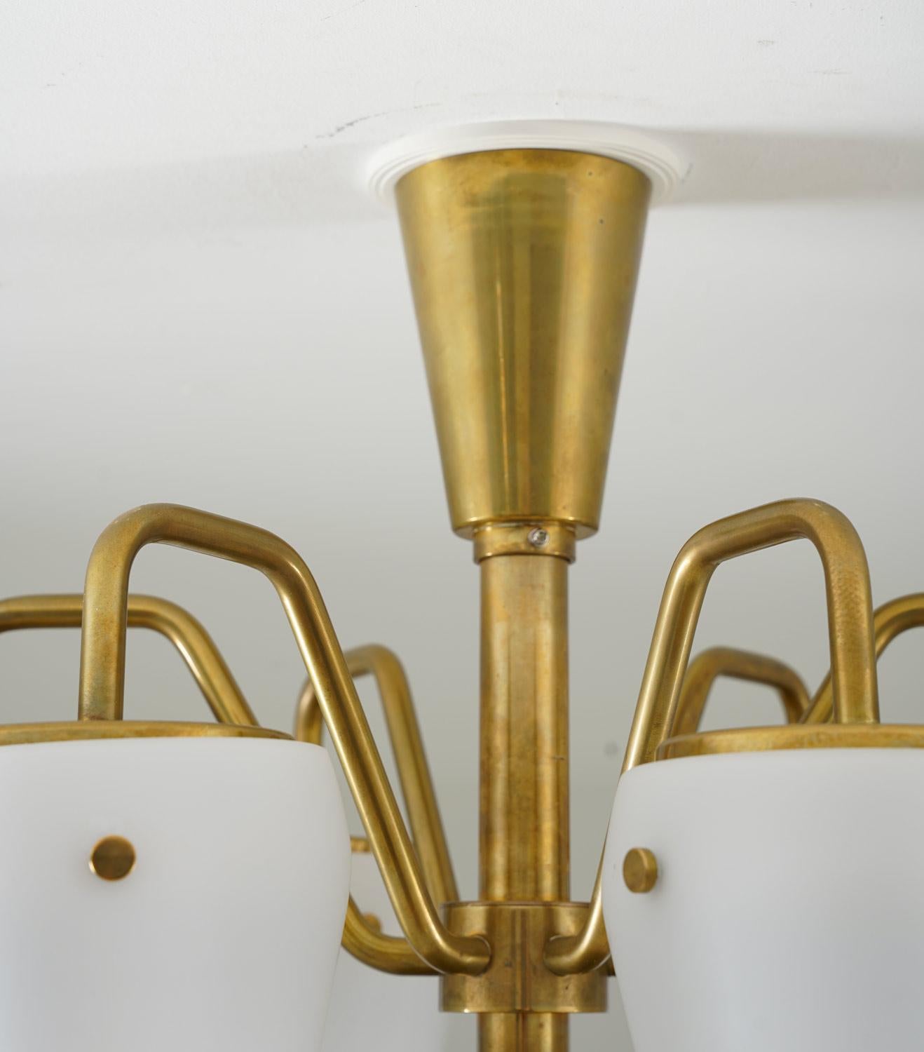 20th Century Chandelier in Brass and Glass by Hans-Agne Jakobsson For Sale