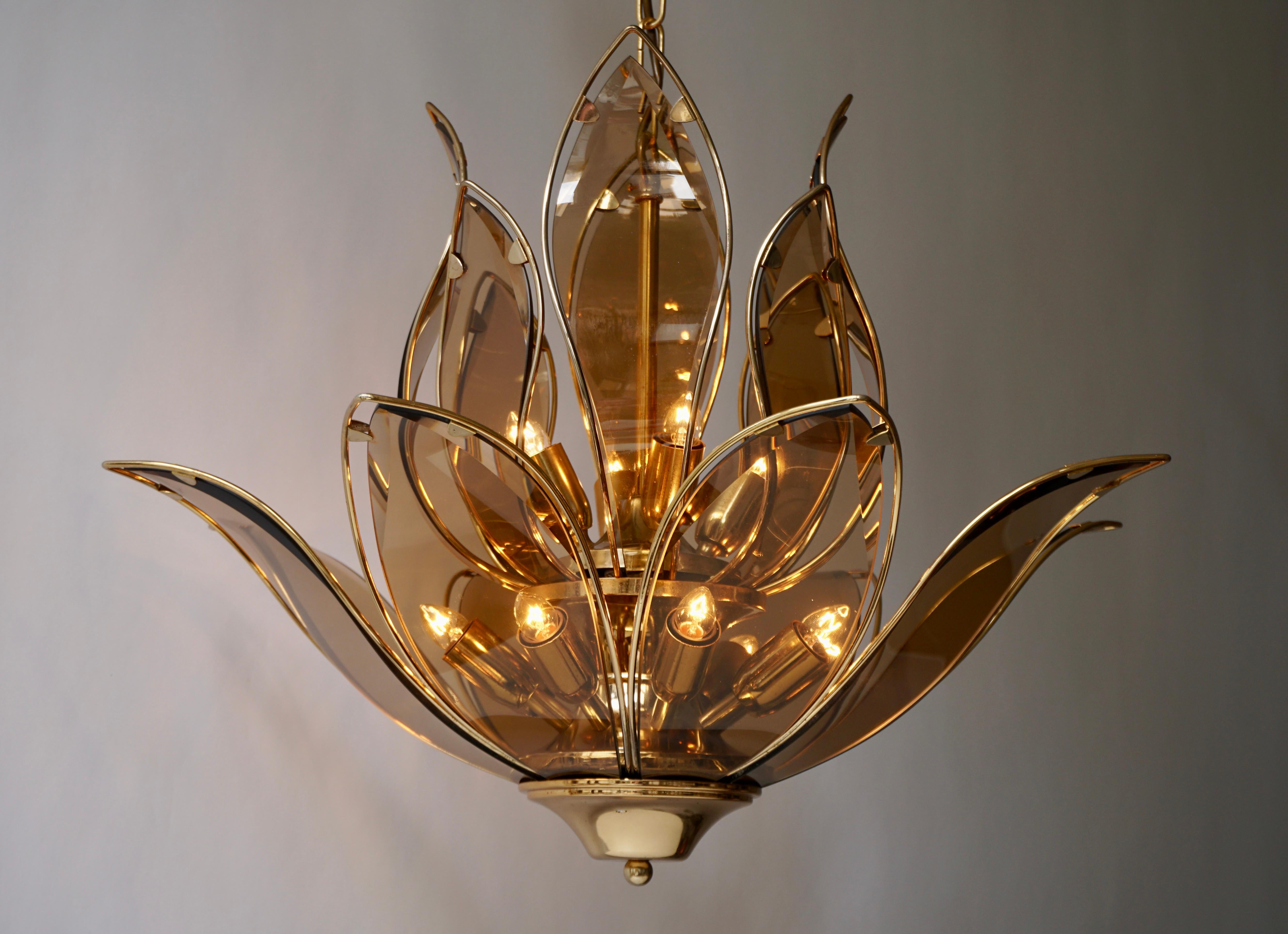 Chandelier in Brass and Glass 2