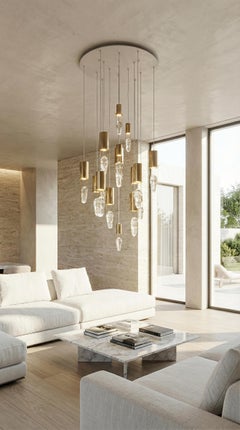 Chandelier made of brass and handmade crystals from Tuscany