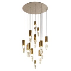 Chandelier made of brass and handmade crystals from Tuscany