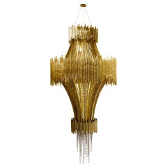 Chandelier in Brass with Swarovski Crystal