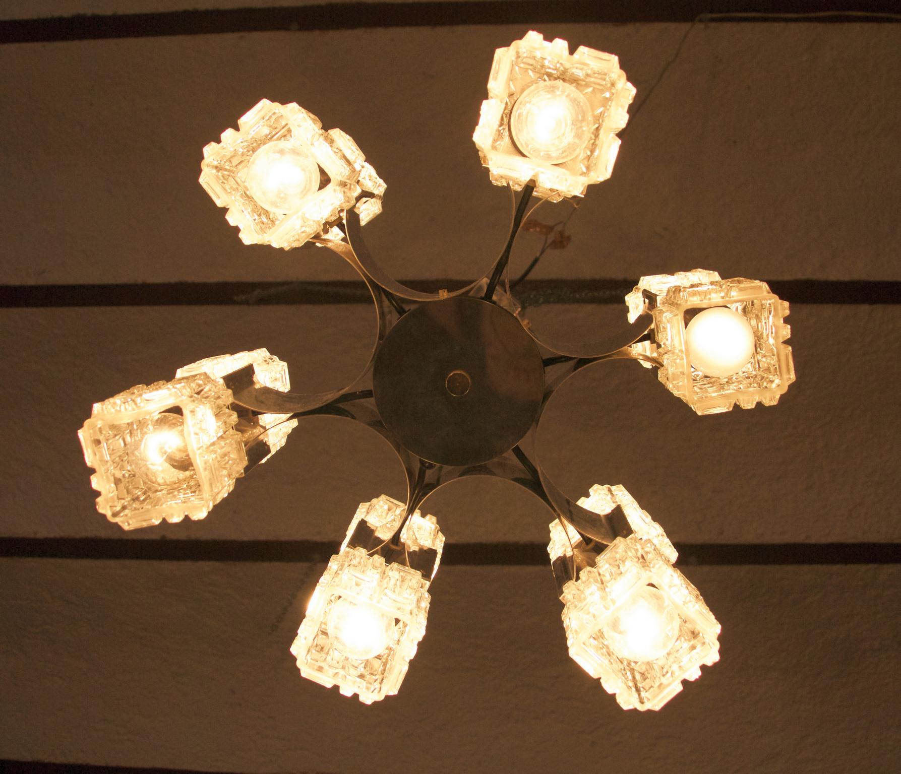 Chandelier in Chrome and Glass by Sciolari, Italy, 1960s 1
