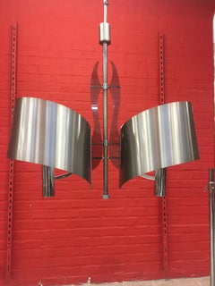 Chandelier in Chromed Metal and Plastic in the Style of Sciolari, circa 1970