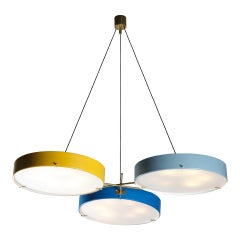 Chandelier in Coloured Laquered Metal in the Style of Bruno Gatta