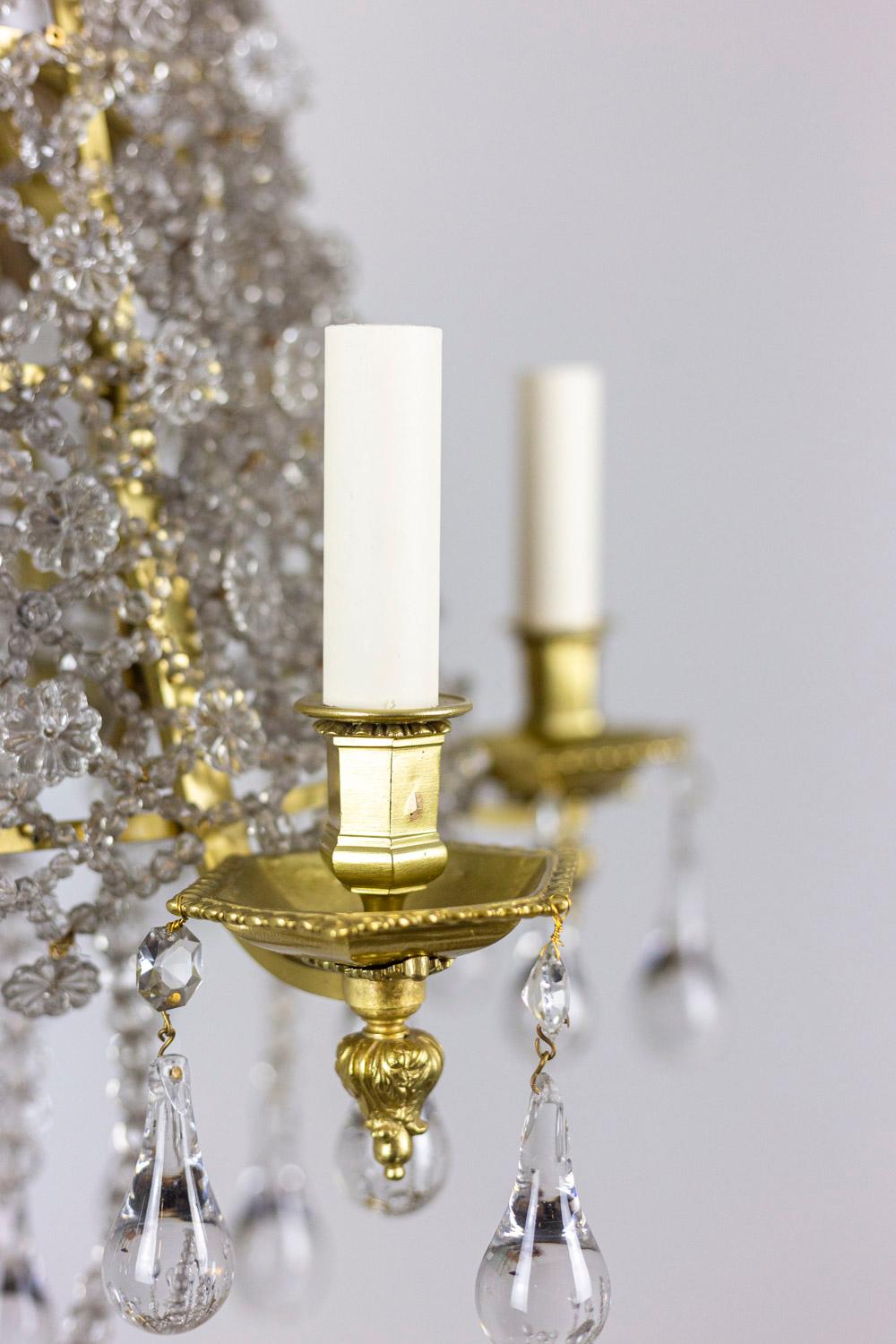 European Chandelier in Crystal and Gilt Bronze, circa 1880 For Sale