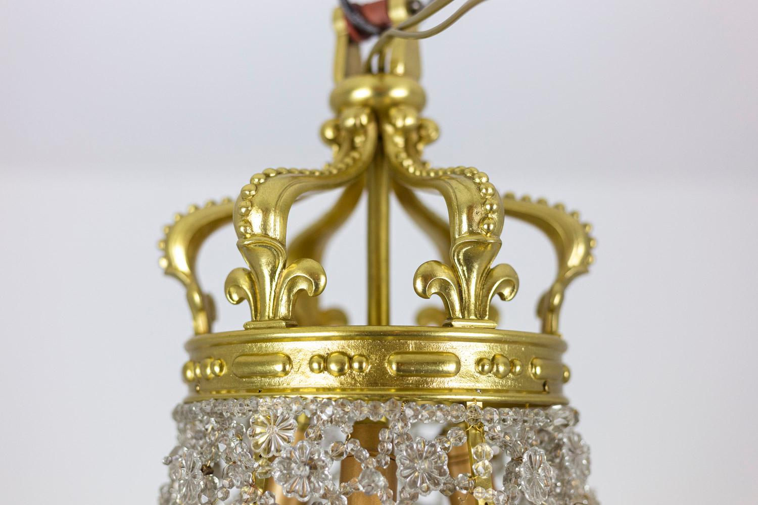 Lustre en cristal et bronze doré, datant d'environ 1880 Bon état - En vente à Saint-Ouen, FR