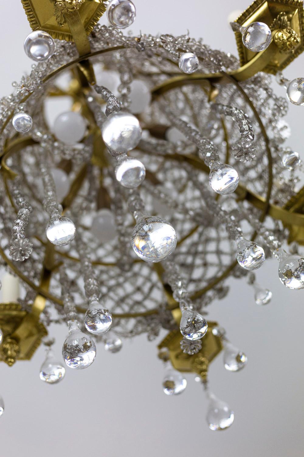 Chandelier in Crystal and Gilt Bronze, circa 1880 For Sale 1