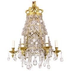 Chandelier in Crystal and Gilt Bronze, circa 1880