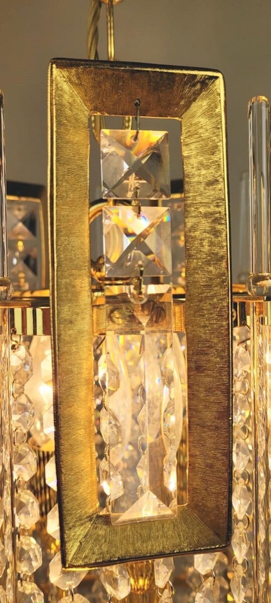 Chandelier In Gilded Brass And Glass Garlands - 12 Lights For Sale 3
