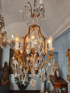 Kronleuchter aus vergoldeter Bronze und Baccarat-Kristallen