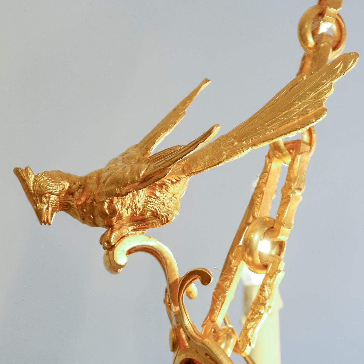 Chandelier in Gilt Bronze and Alabaster, 19th Century. In Good Condition For Sale In Saint-Ouen, FR