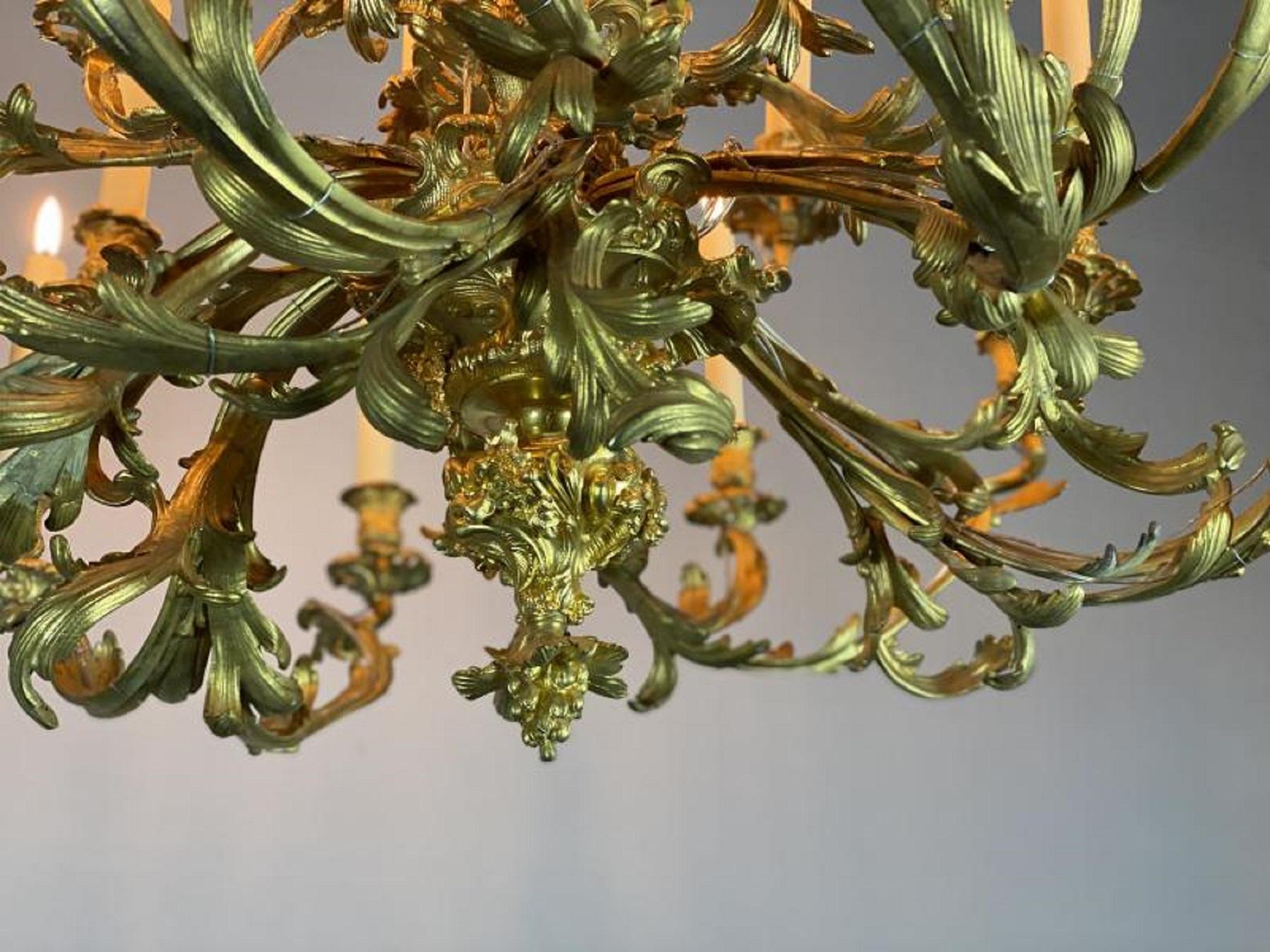 Chandelier in gilt bronze Louis XV style.