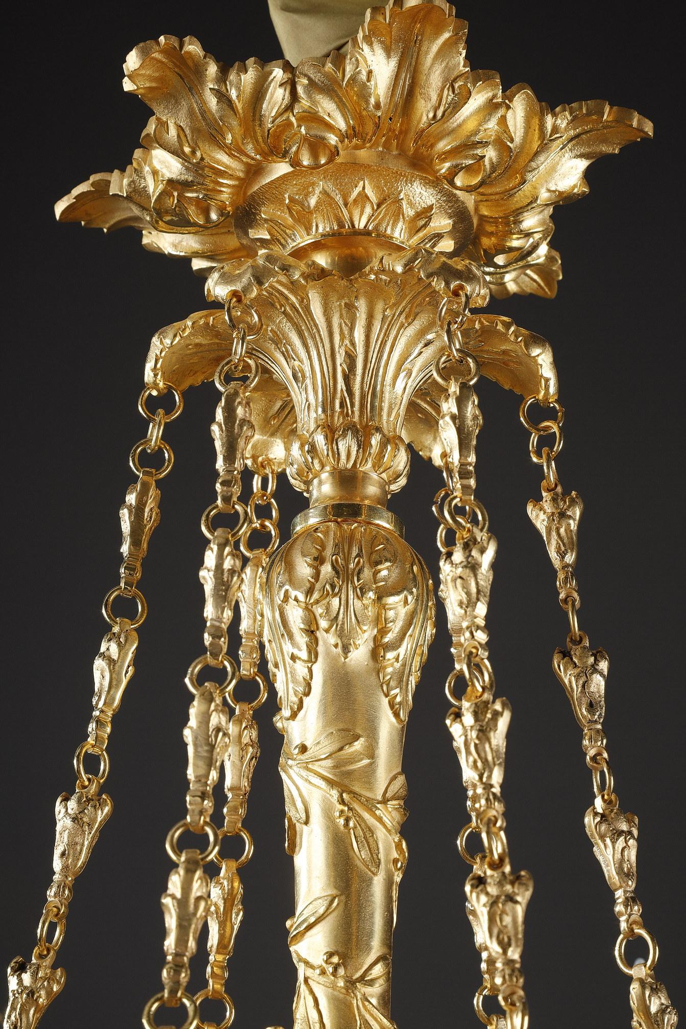 Louis XVI Chandelier in Gilt Bronze with Six Lights