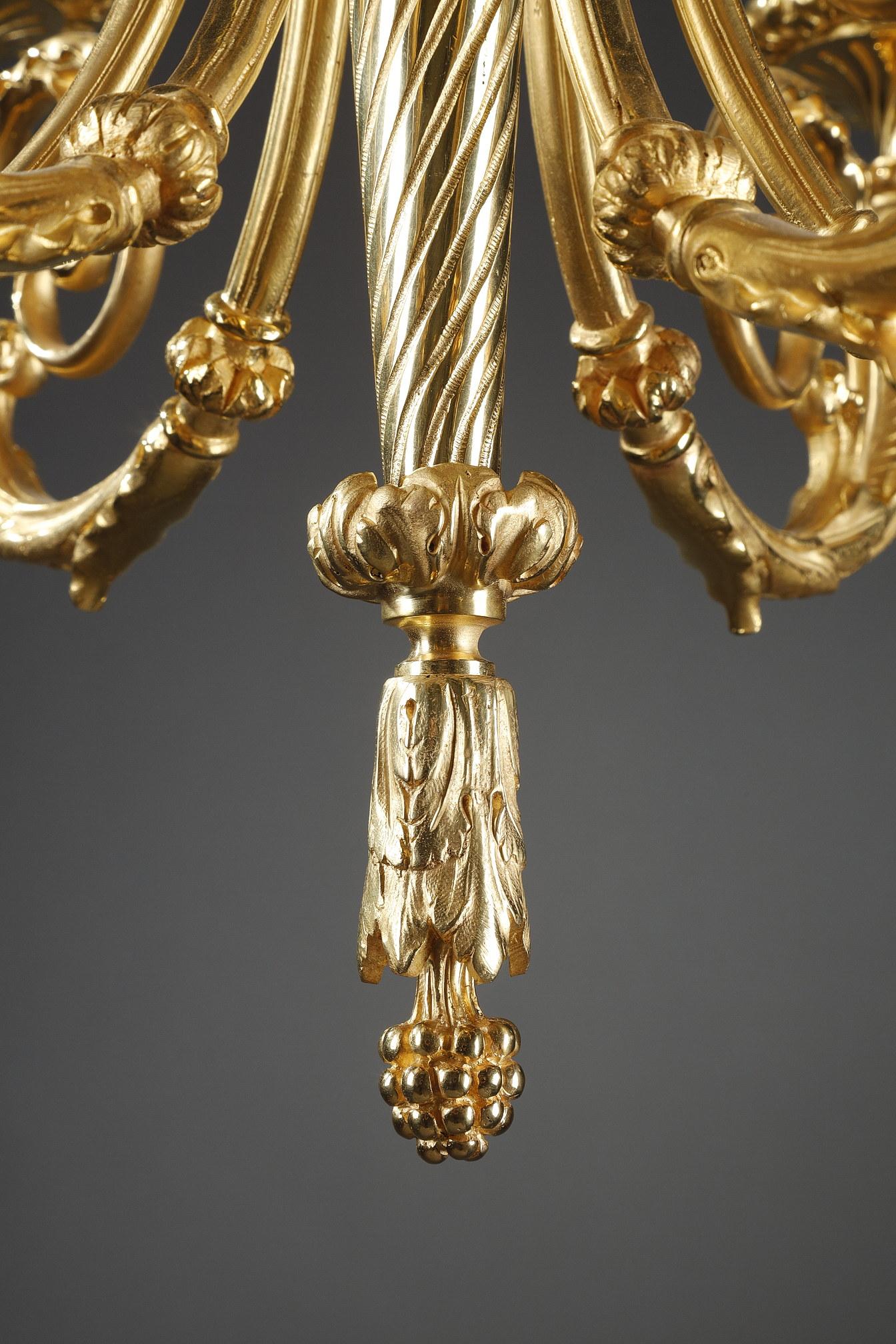 Late 19th Century Chandelier in Gilt Bronze with Six Lights