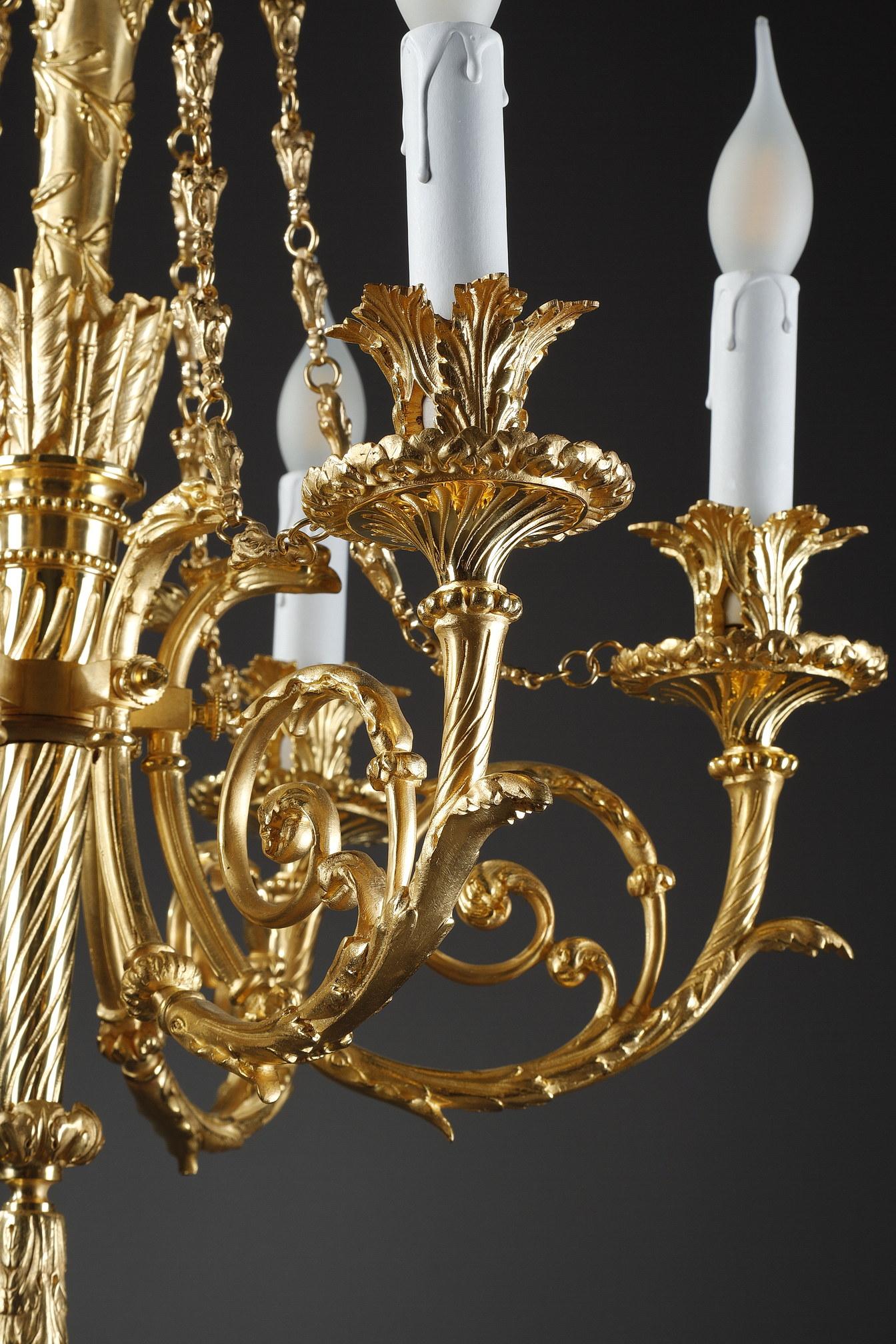 Chandelier in Gilt Bronze with Six Lights 2