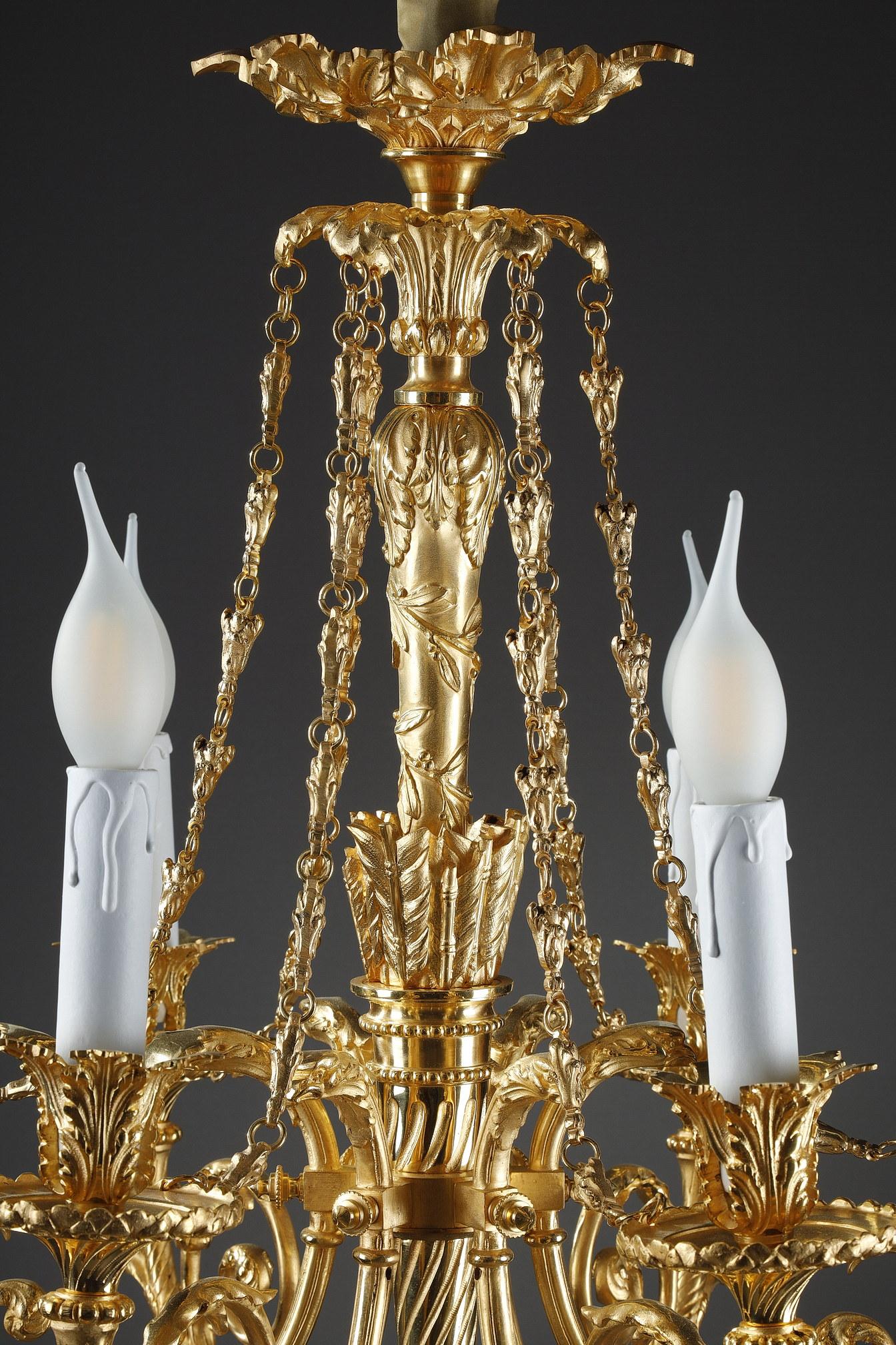 Chandelier in Gilt Bronze with Six Lights 3