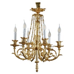Lustre en bronze doré à six lumières