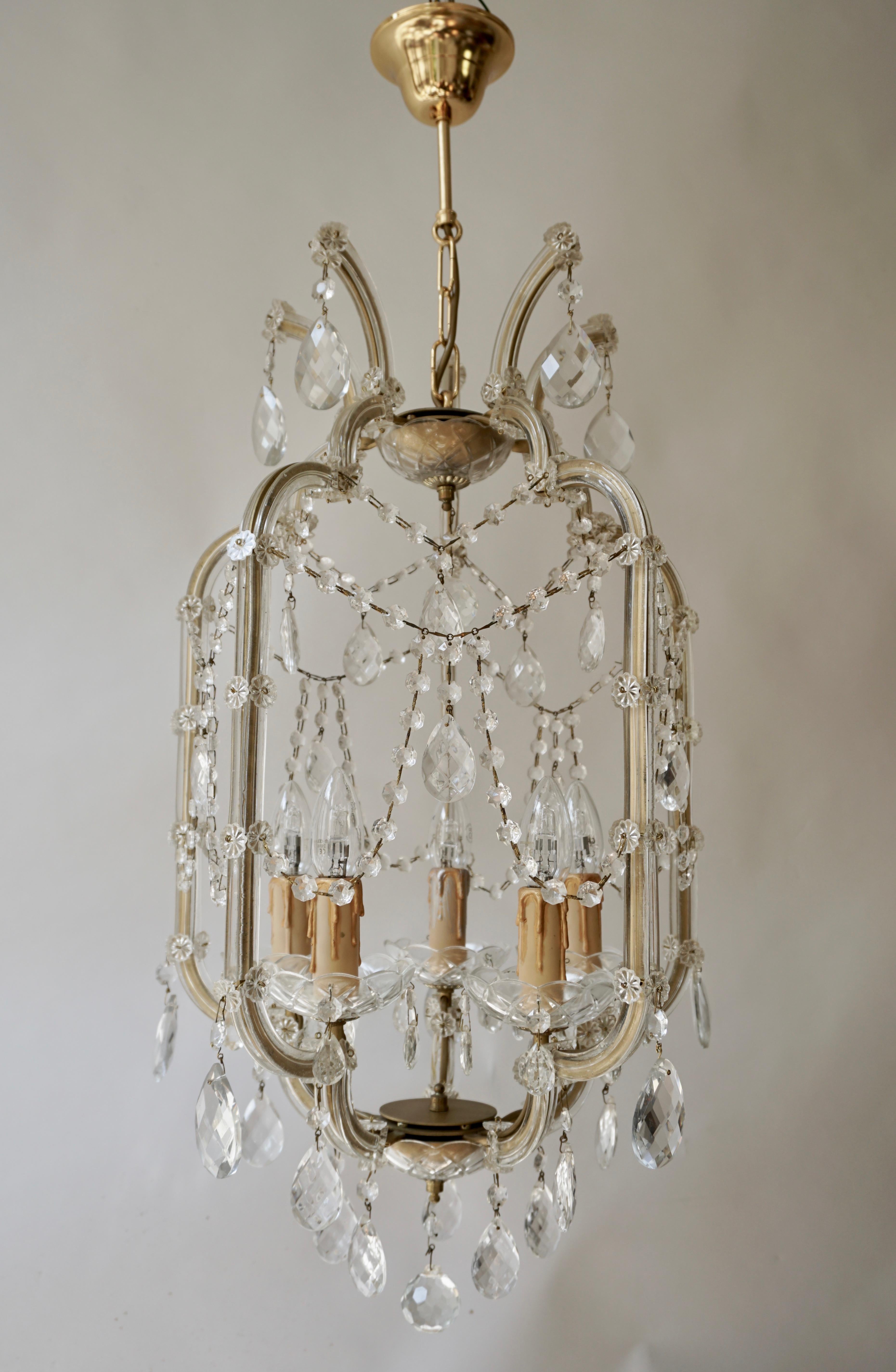 French Chandelier in Glass and Brass