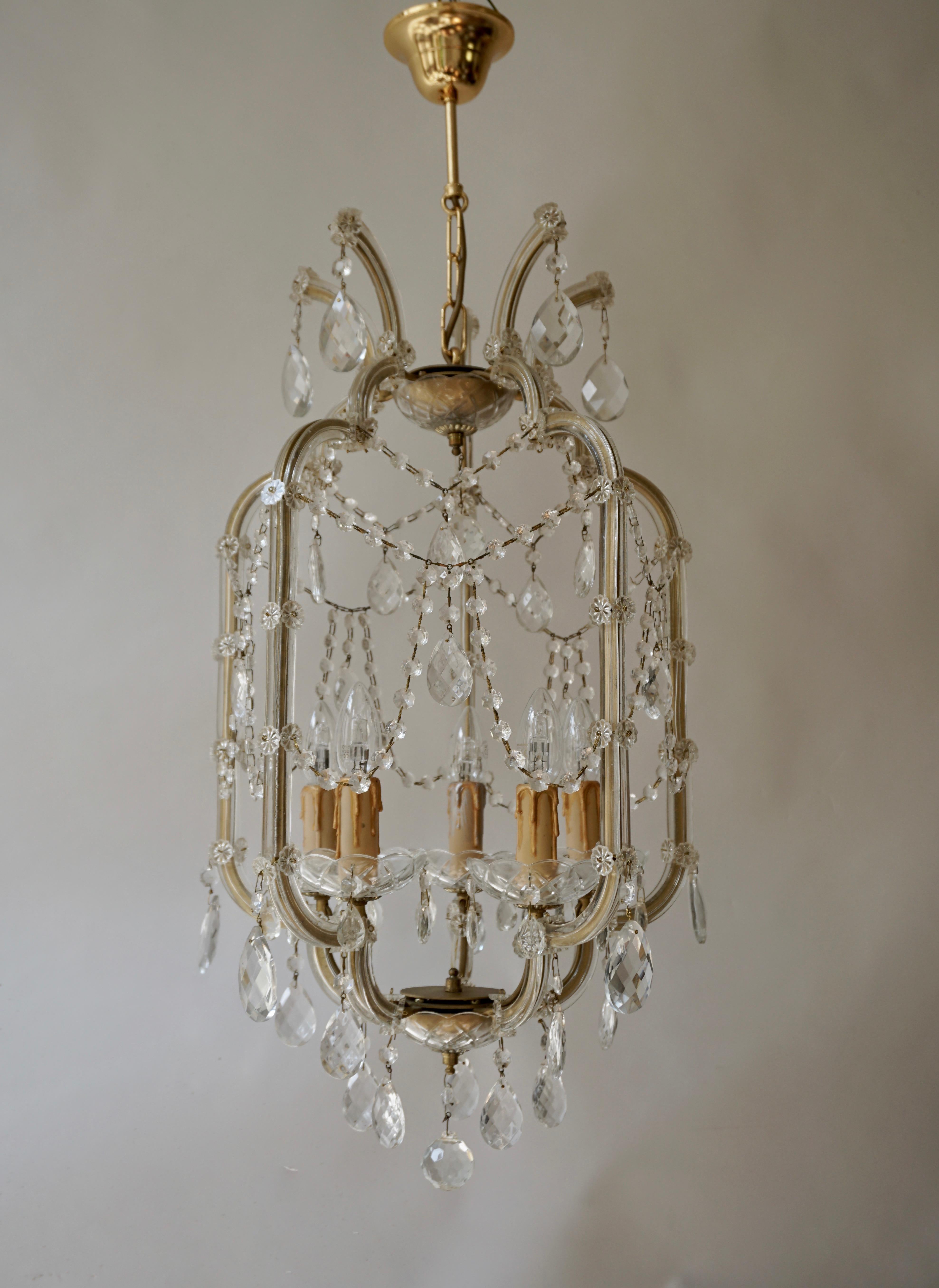 Chandelier in Glass and Brass In Good Condition In Antwerp, BE