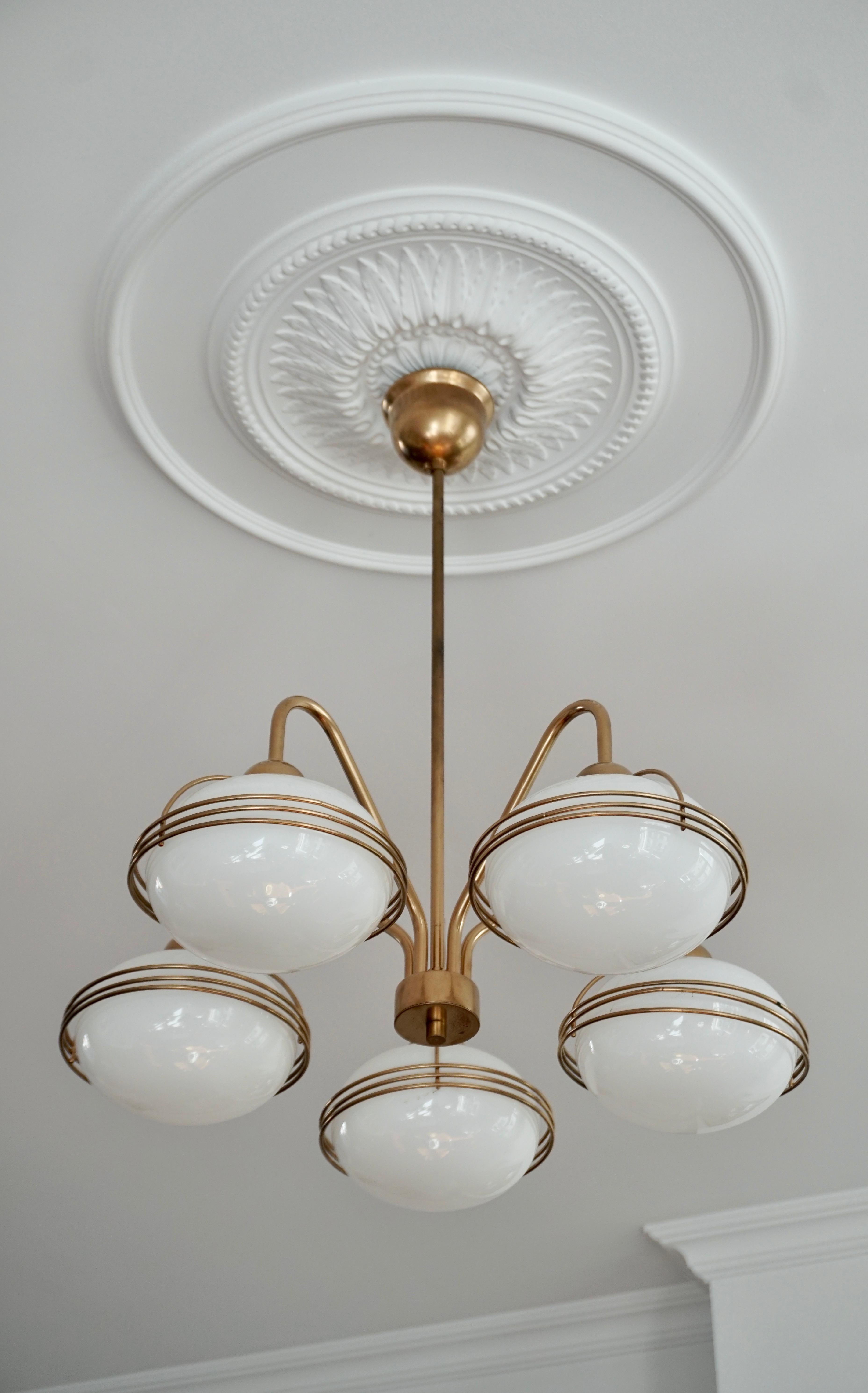 Chandelier in Glass and Brass 1