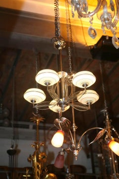 Chandelier in Glass and Chrome, 50°, France