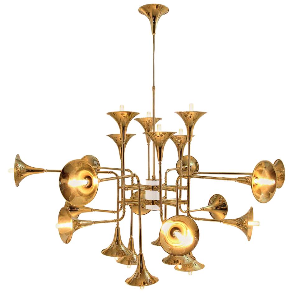 Chandelier in Gold and Brass For Sale