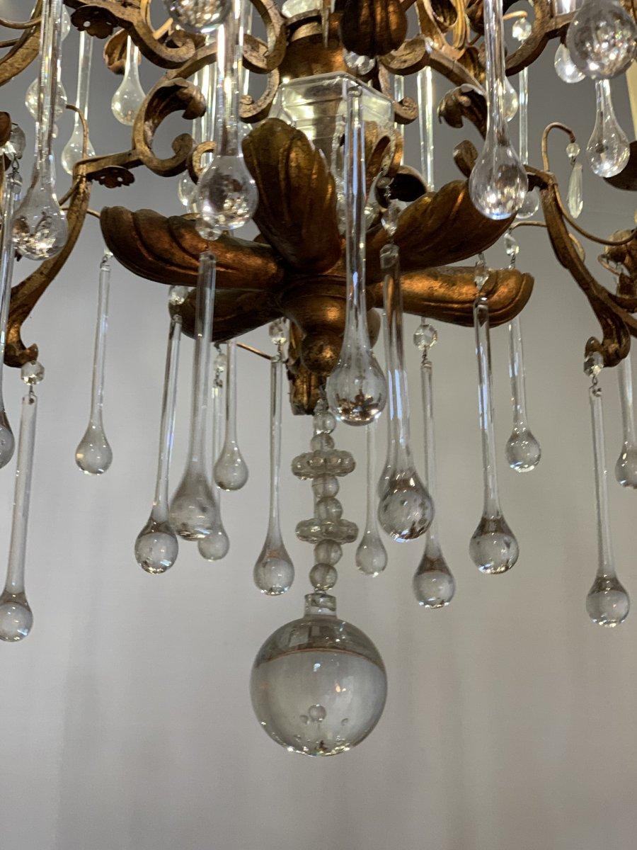Chandelier in Golden Metal In Good Condition For Sale In Brussels, BE