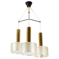 Chandelier in Granite Resin and Gilt Brass, 1950s