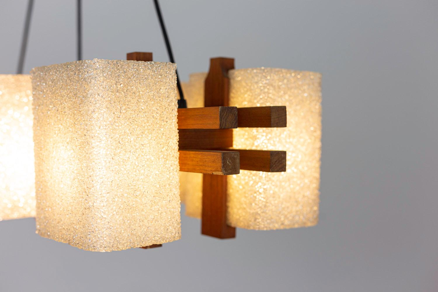 Resina Lampadario in resina di granito e Wood, anni '50 in vendita