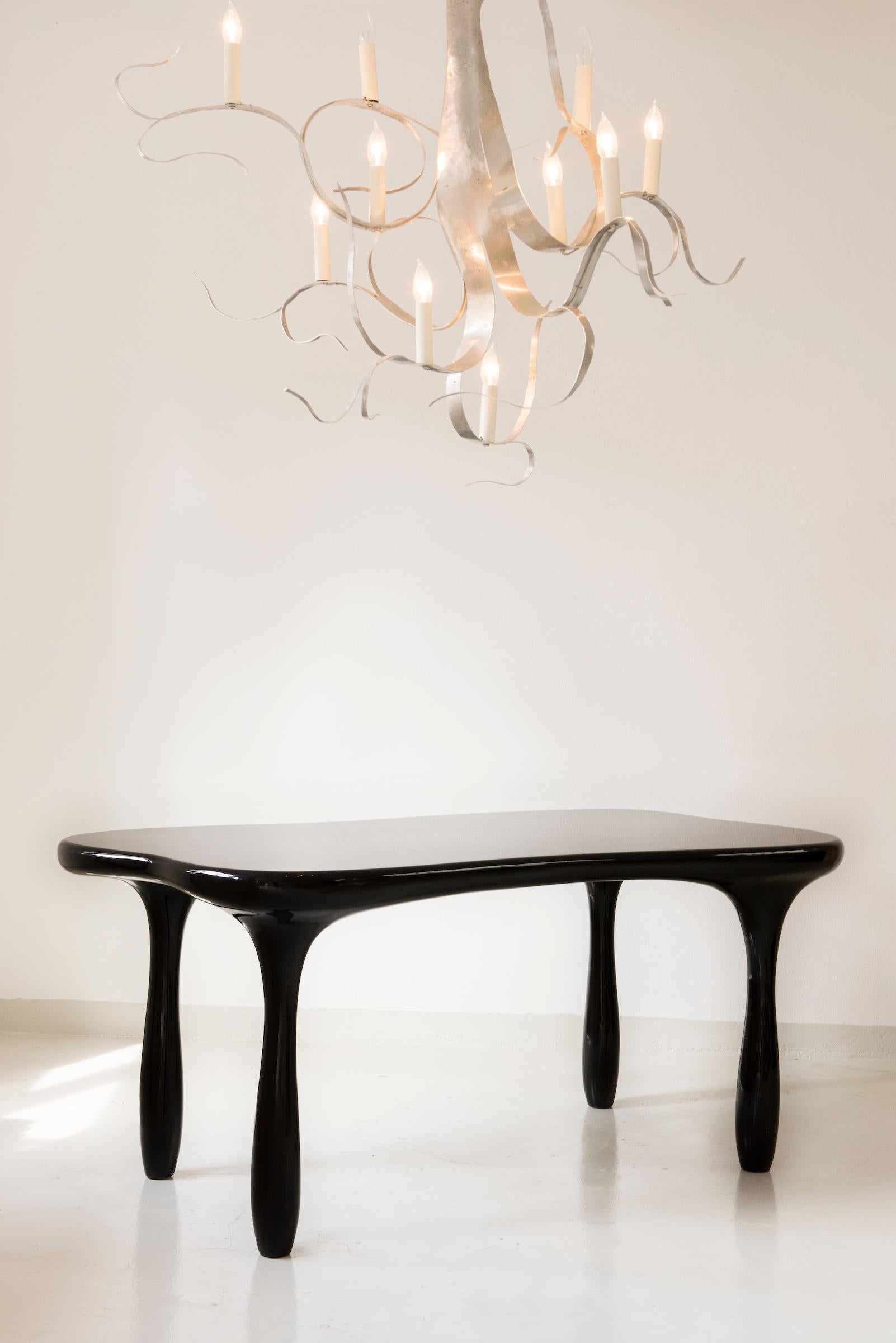 French Chandelier in Hand-Hammered Aluminum by Jacques Jarrige 