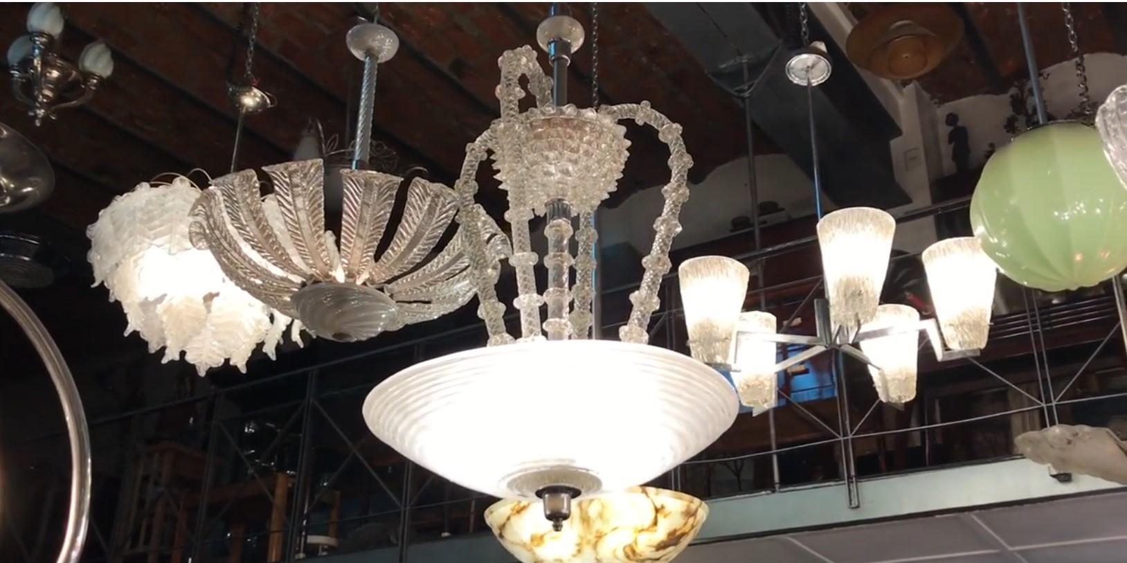 Chandelier in Murano Attributed to Venini Style, Art Deco, 1920 For Sale 5