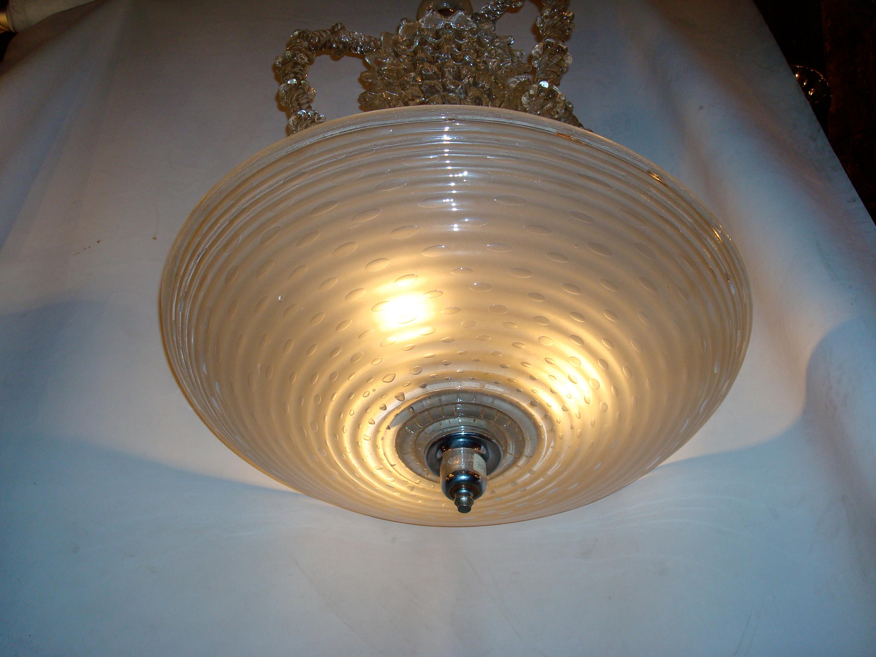 Italian Chandelier in Murano Attributed to Venini Style, Art Deco, 1920 For Sale