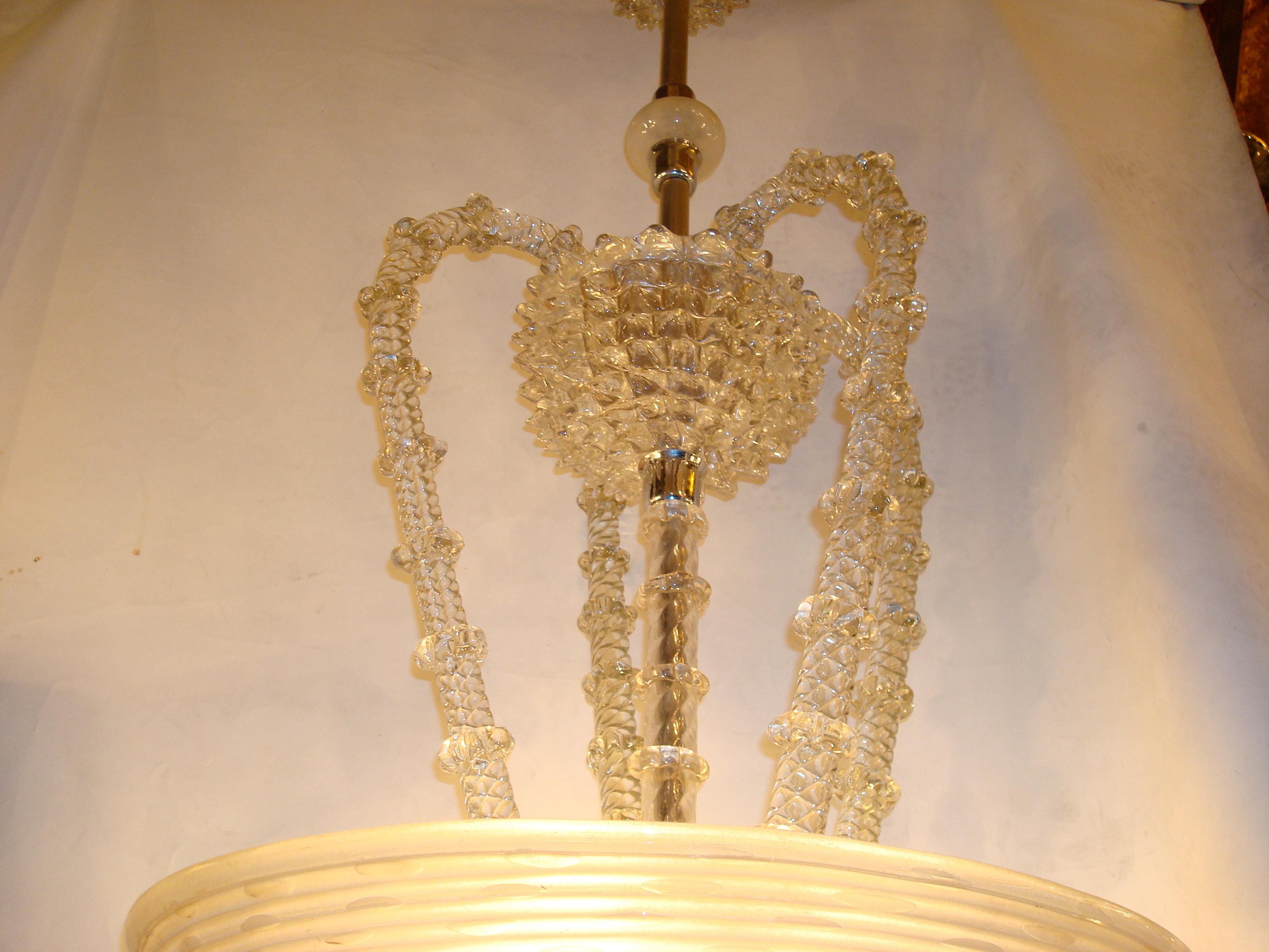 Early 20th Century Chandelier in Murano Attributed to Venini Style, Art Deco, 1920 For Sale