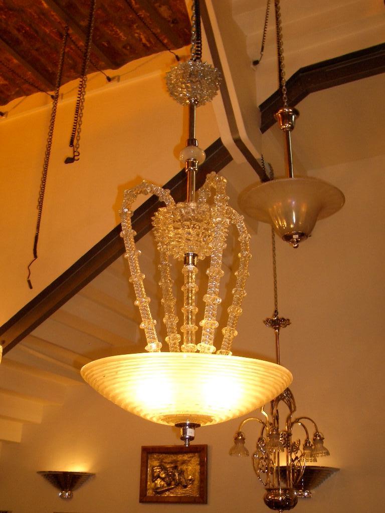 Chandelier in Murano Attributed to Venini Style, Art Deco, 1920 For Sale 1