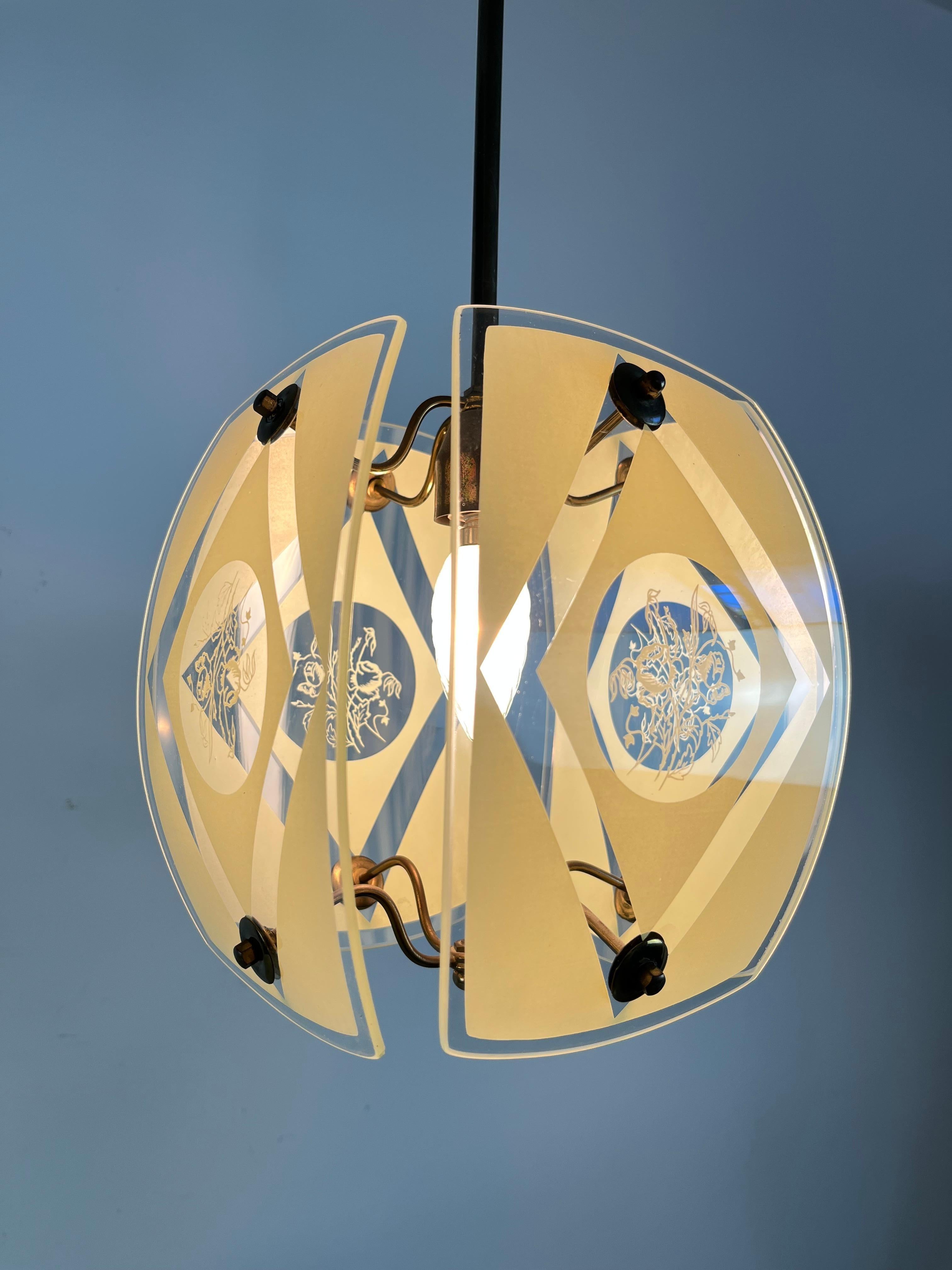 Chandelier in Murano Glass and Brass, in the style of Pietro Chiesa, 1950s For Sale 6